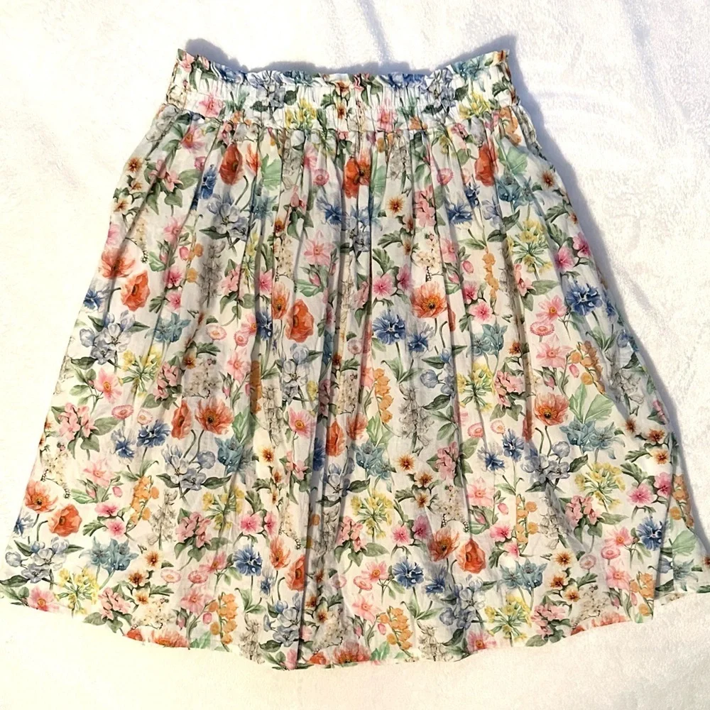 Paade Mode Cotton Colorful Floral Wildflower Full Skirt Girls 8 Pockets Unlined
